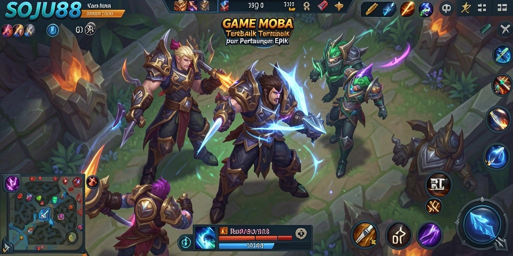 Gameplay seru dalam pertarungan MOBA yang mendebarkan.